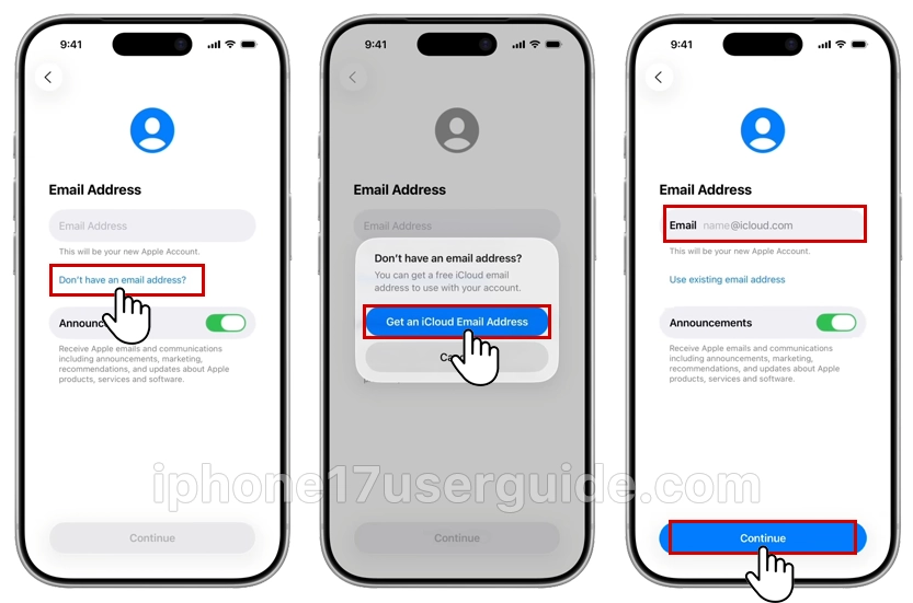 create icloud email