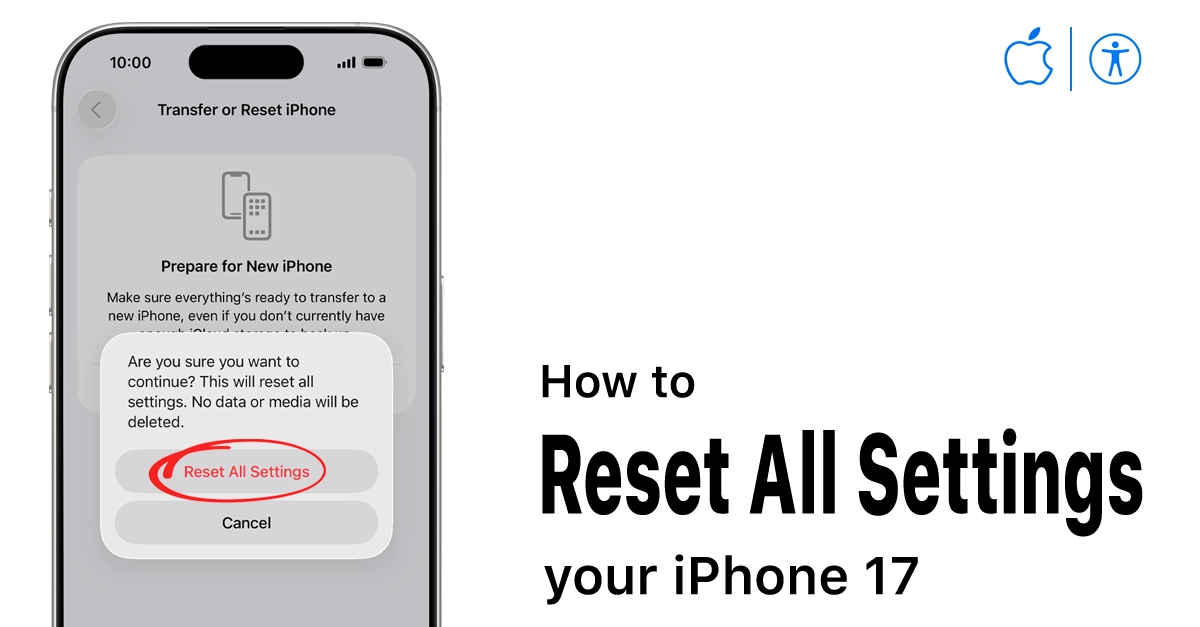 reset all settings iphone 17