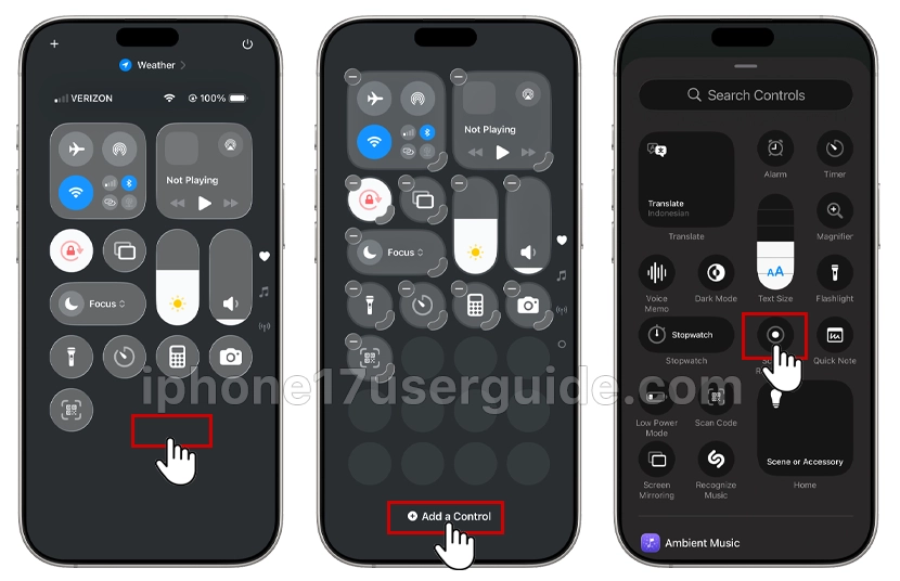 add screen recording to control center